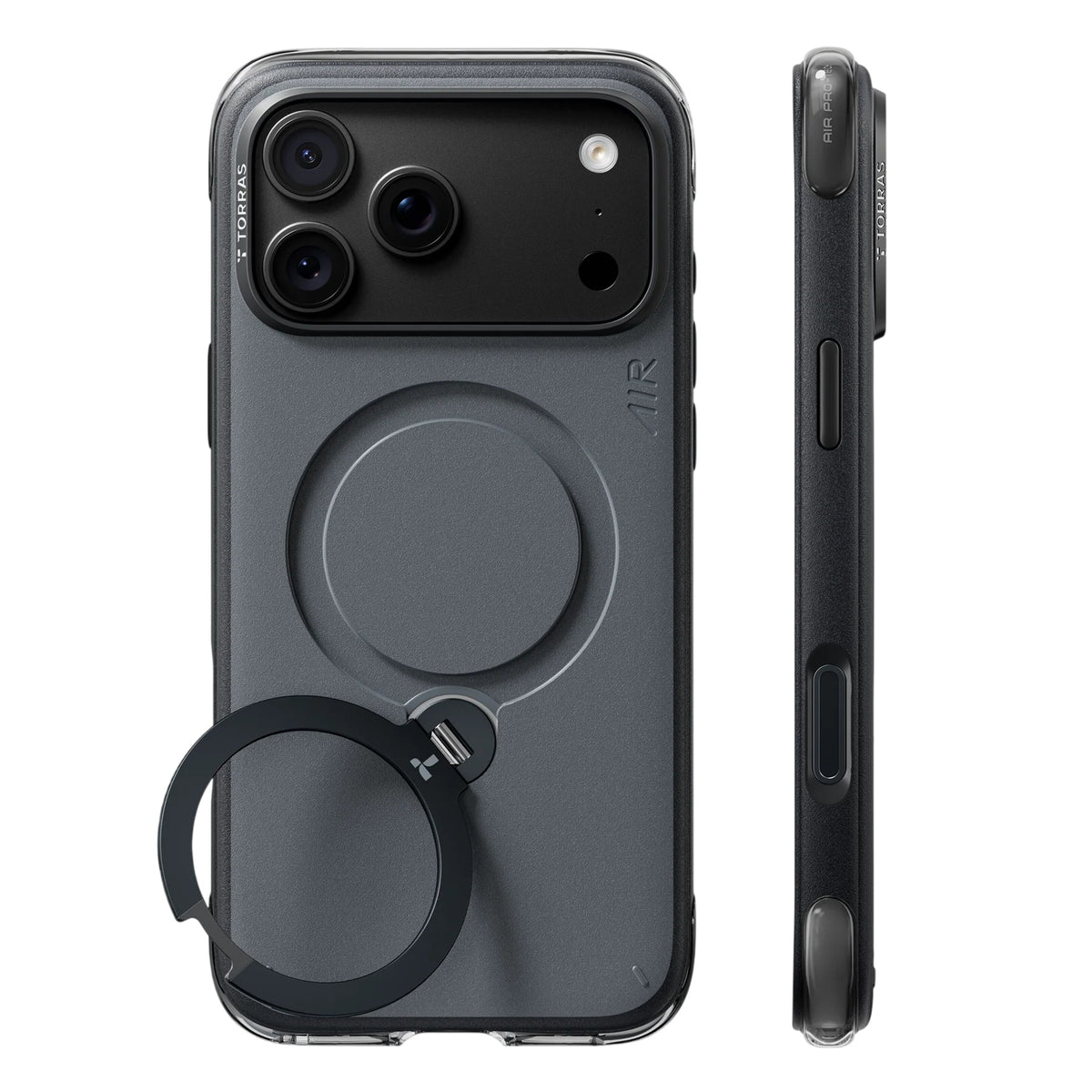 Husa de protectie Torras Ostand Q3 Air Essential compatibil cu iPhone 18 Pro / iPhone 17 Pro, Negru