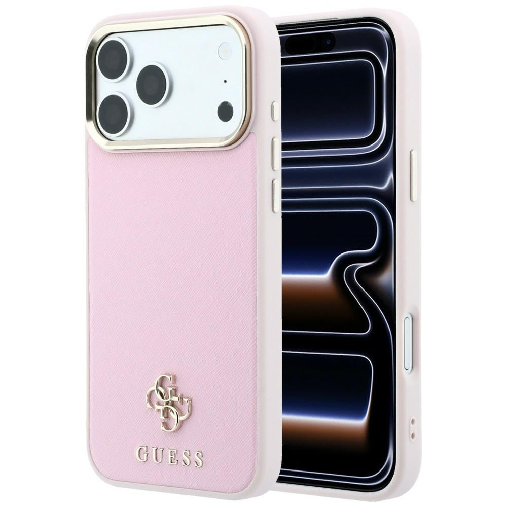 Husa de protectie Guess Saffiano compatibil cu iPhone 17 Pro Max / iPhone 18 Pro Max, Roz