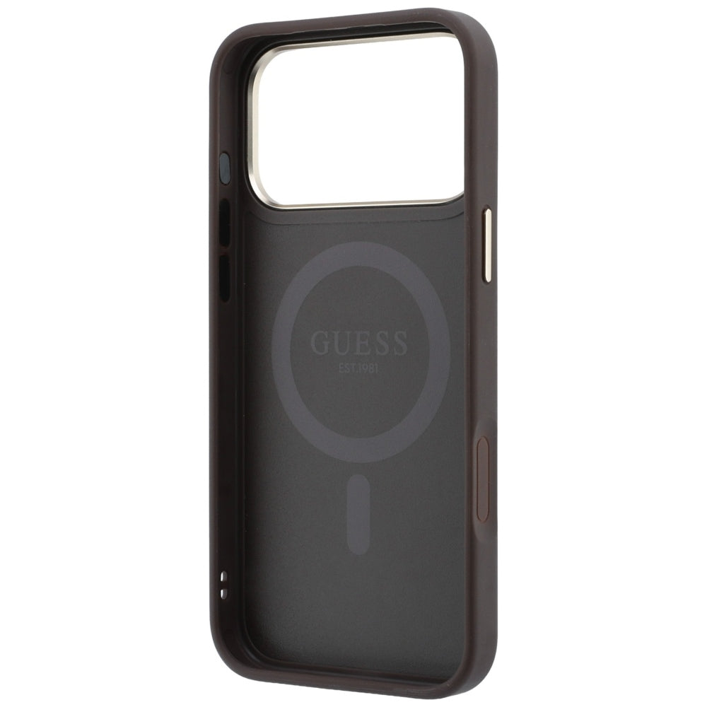 Husa de protectie Guess Ring Stand 360 compatibil cu iPhone 18 Pro / iPhone 17 Pro, Maro