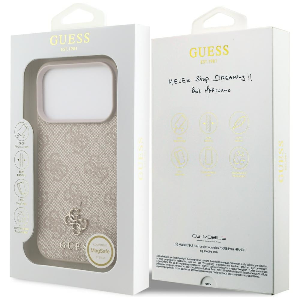 Husa de protectie Guess Hardcase 4G Small & Classic MagSafe compatibil cu iPhone 18 Pro / iPhone 17 Pro, Roz