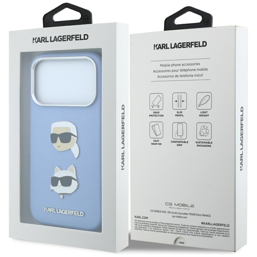 Husa de protectie Karl Lagerfeld Saffiano compatibil cu iPhone 17 Pro Max / iPhone 18 Pro Max, Albastru