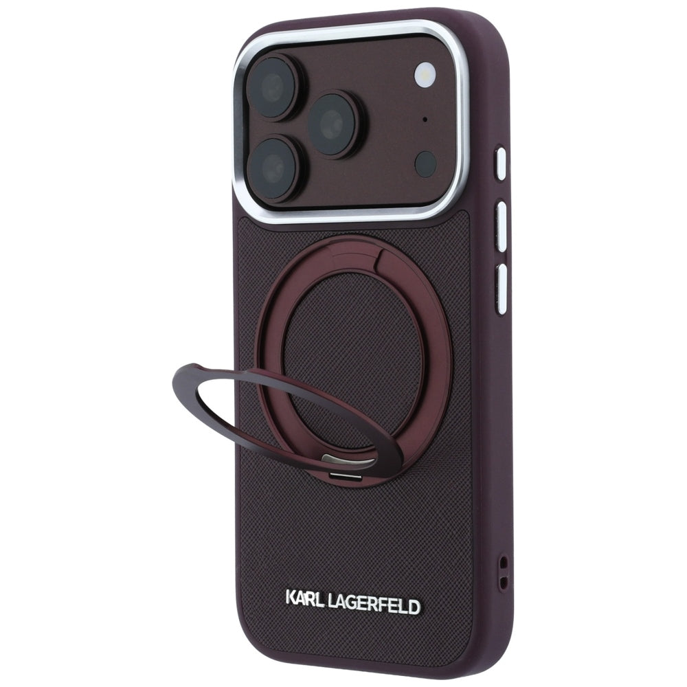 Husa de protectie Karl Lagerfeld Saffiano compatibil cu iPhone 17 Pro Max / iPhone 18 Pro Max, Bordo