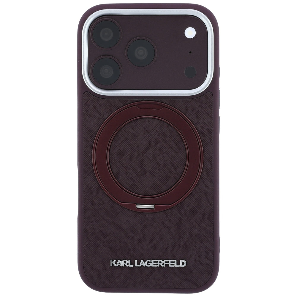 Husa de protectie Karl Lagerfeld Saffiano compatibil cu iPhone 17 Pro Max / iPhone 18 Pro Max, Bordo