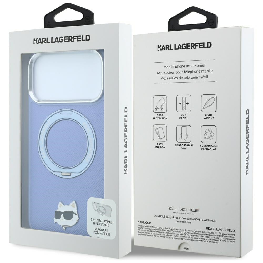 Husa de protectie Karl Lagerfeld Saffiano compatibil cu iPhone 18 Pro / iPhone 17 Pro, Albastru