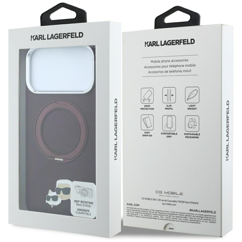 Husa de protectie Karl Lagerfeld Saffiano compatibil cu iPhone 18 Pro / iPhone 17 Pro, Bordo