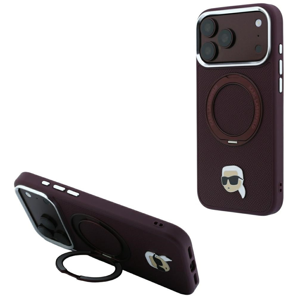 Husa de protectie Karl Lagerfeld Saffiano compatibil cu iPhone 18 Pro / iPhone 17 Pro, Bordo