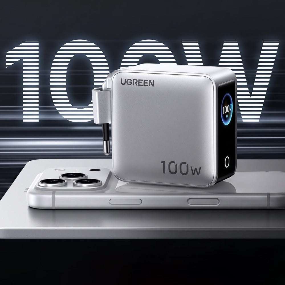 Incarcator Ugreen (95942B), 3x Type-C + USB, 100W GaN, Fast Charge, Argintiu