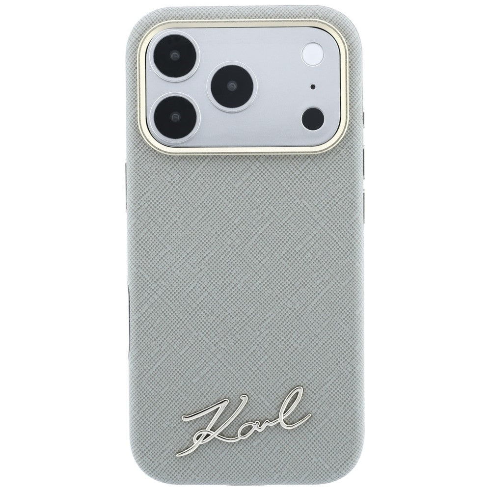 Husa de protectie Karl Lagerfeld Saffiano compatibil cu iPhone 18 Pro / iPhone 17 Pro, Gri
