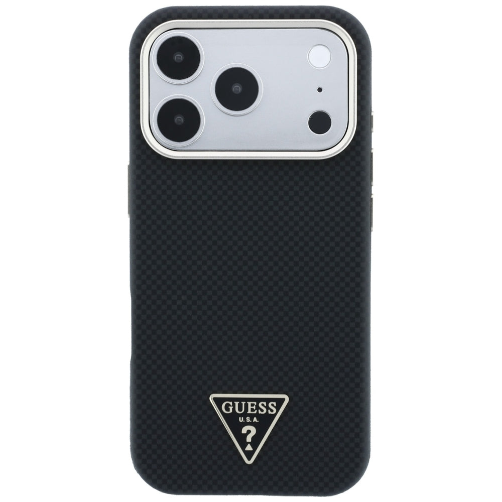 Husa de protectie Guess Kevlar Triangle Logo compatibil cu iPhone 18 Pro Max / iPhone 17 Pro Max, Negru