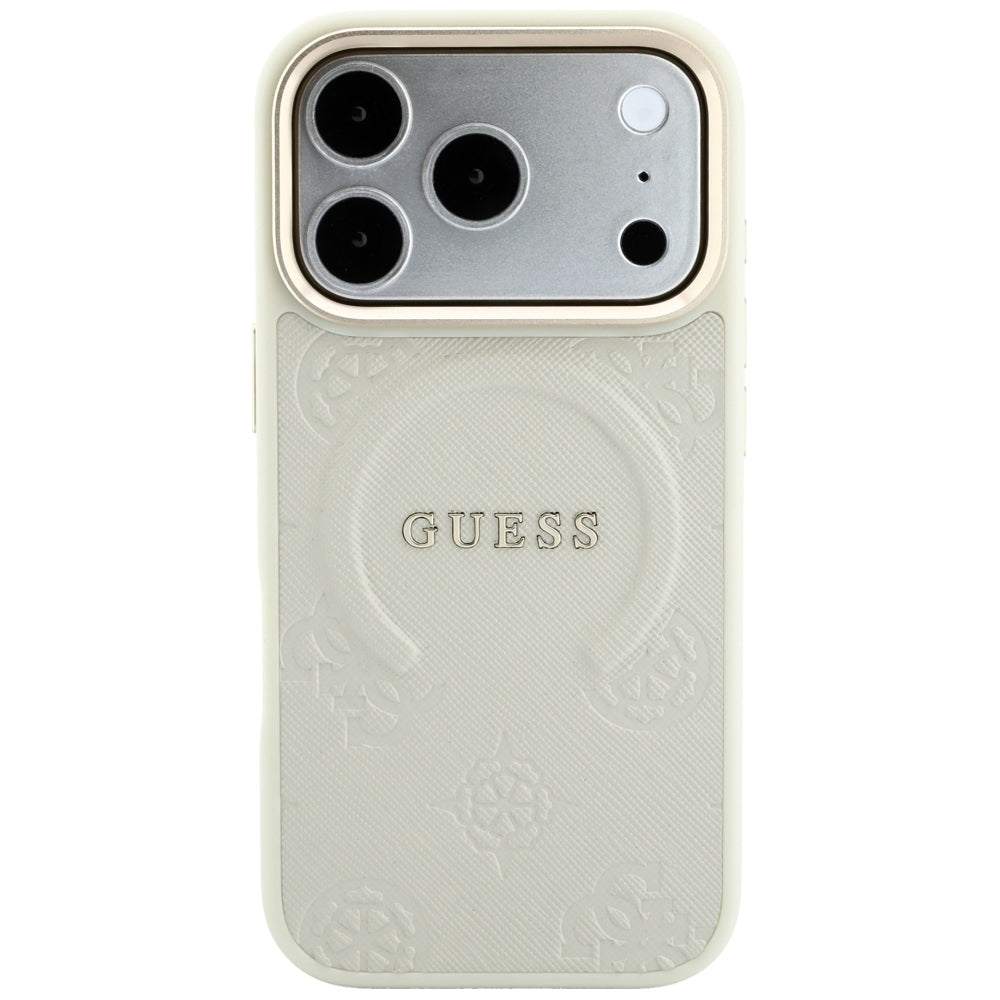 Husa de protectie Guess Peony Hot Stamp compatibil cu iPhone 18 Pro Max / iPhone 17 Pro Max, Bej