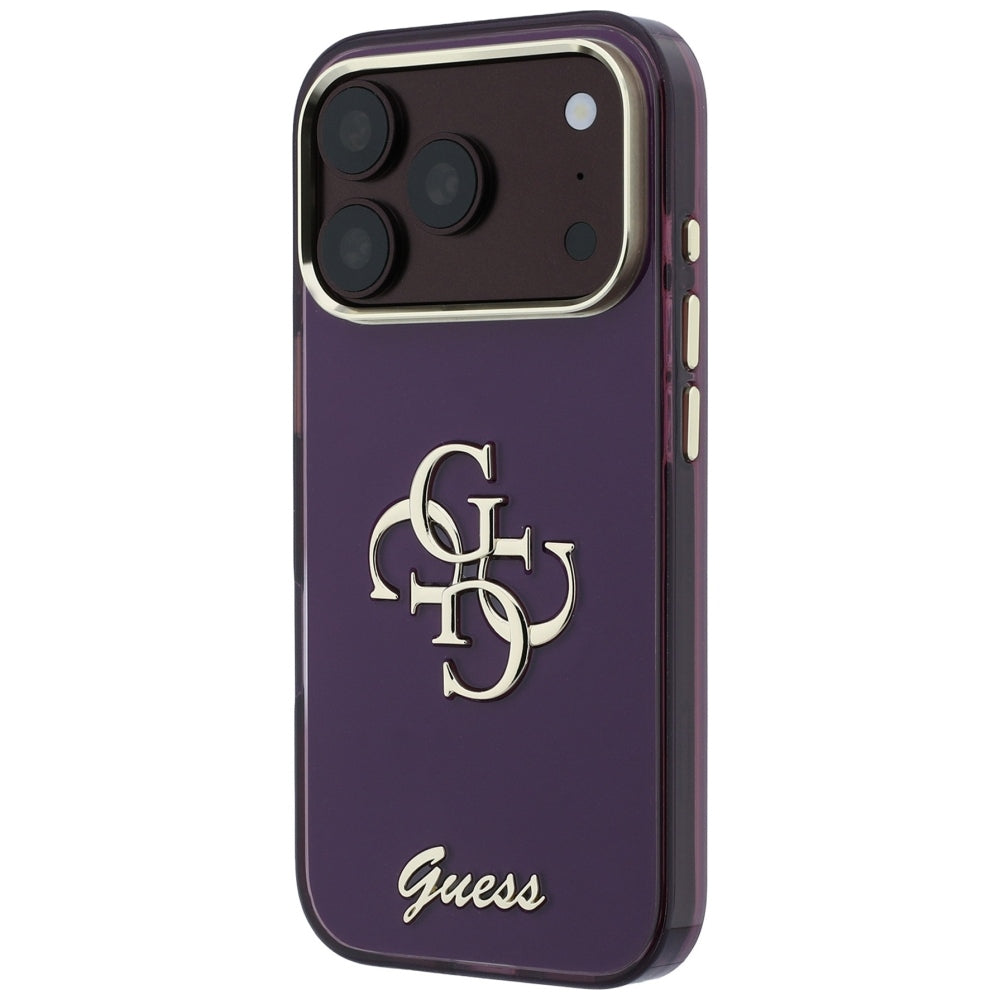Husa de protectie Guess IML 4G Script Metal compatibil cu iPhone 18 Pro Max / iPhone 17 Pro Max, Bordo