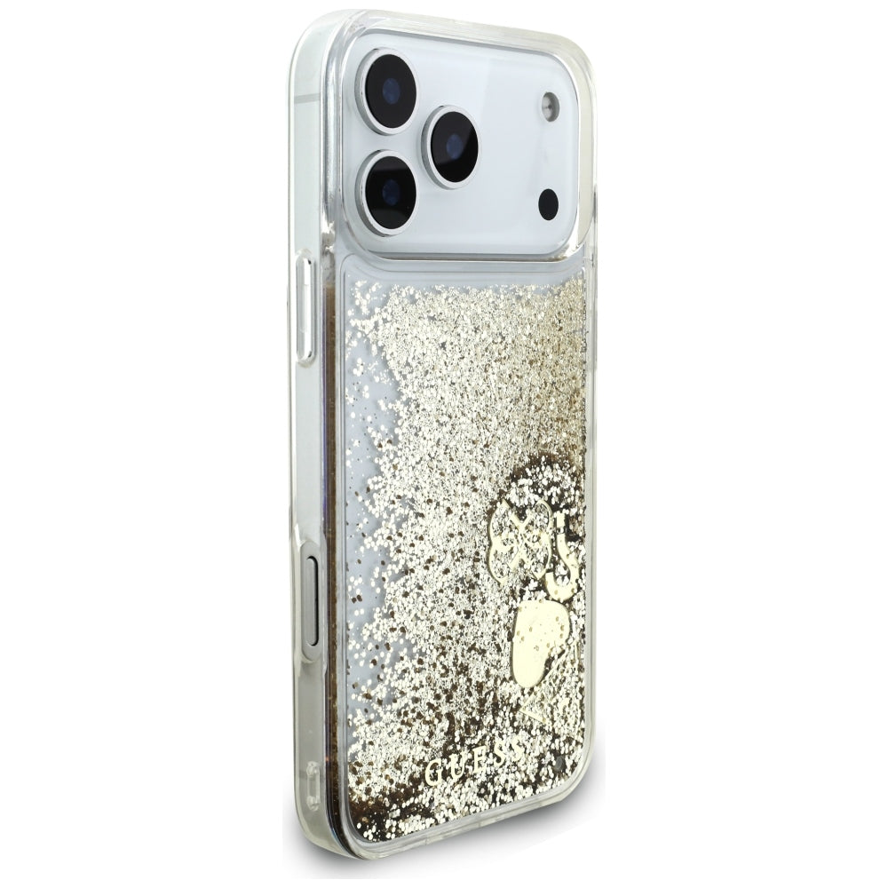 Husa de protectie Guess Liquid Glitter Charms compatibil cu iPhone 18 Pro Max / iPhone 17 Pro Max, Auriu