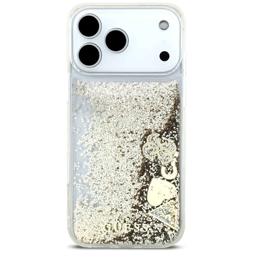 Husa de protectie Guess Liquid Glitter Charms compatibil cu iPhone 18 Pro / iPhone 17 Pro, Auriu