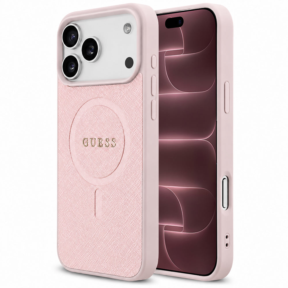 Husa de protectie Guess Saffiano compatibil cu iPhone 18 Pro Max / iPhone 17 Pro Max, Roz