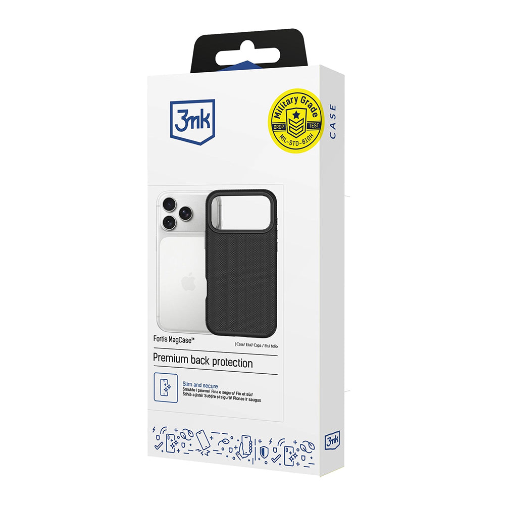 Husa de protectie 3mk Fortis MagCase compatibil cu iPhone 17 Pro / iPhone 18 Pro, Negru