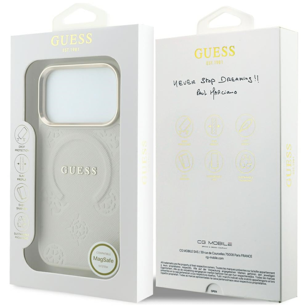 Husa de protectie Guess Saffiano compatibil cu iPhone 18 Pro / iPhone 17 Pro, Bej