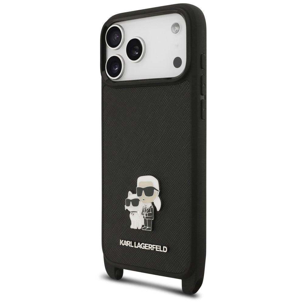 Husa de protectie Karl Lagerfeld Saffiano compatibil cu iPhone 18 Pro / iPhone 17 Pro, Negru