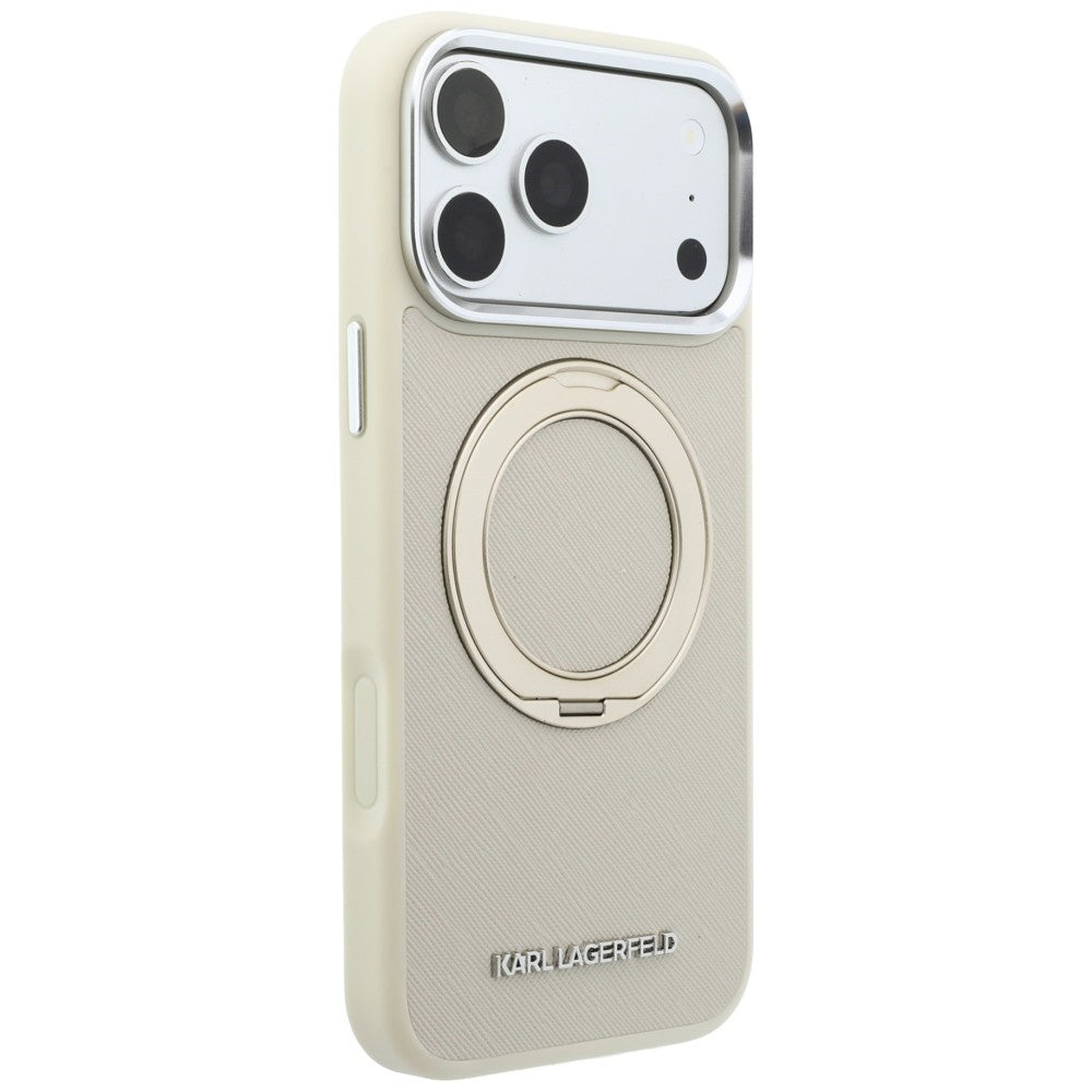 Husa de protectie Karl Lagerfeld Saffiano compatibil cu iPhone 18 Pro / iPhone 17 Pro, Bej