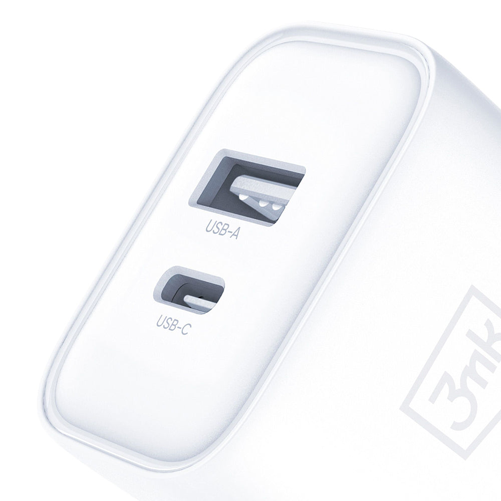 Incarcator 3mk DualCharge, USB QC 3.0 / Type-C PD3.0, 20W, Alb