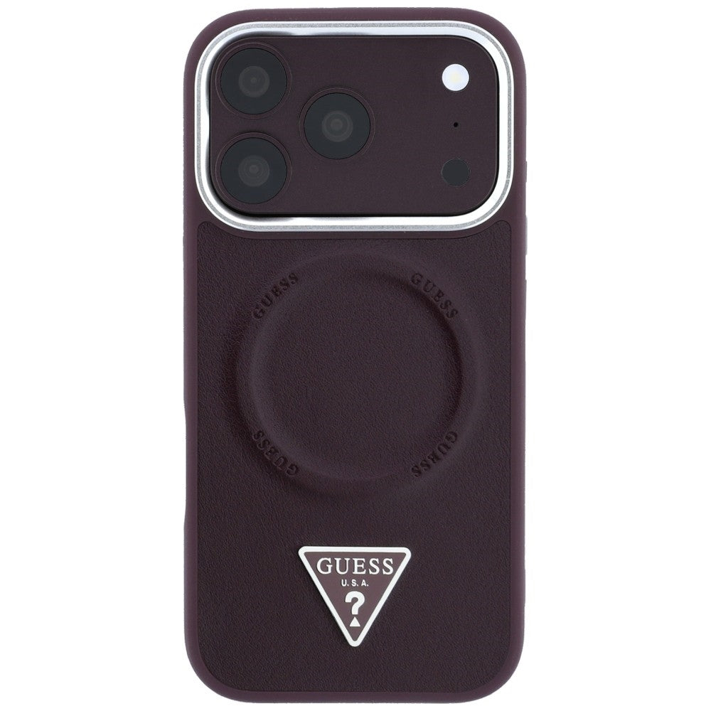 Husa de protectie Guess Hardcase Triangle Logo compatibil cu iPhone 18 Pro Max / iPhone 17 Pro Max, Bordo