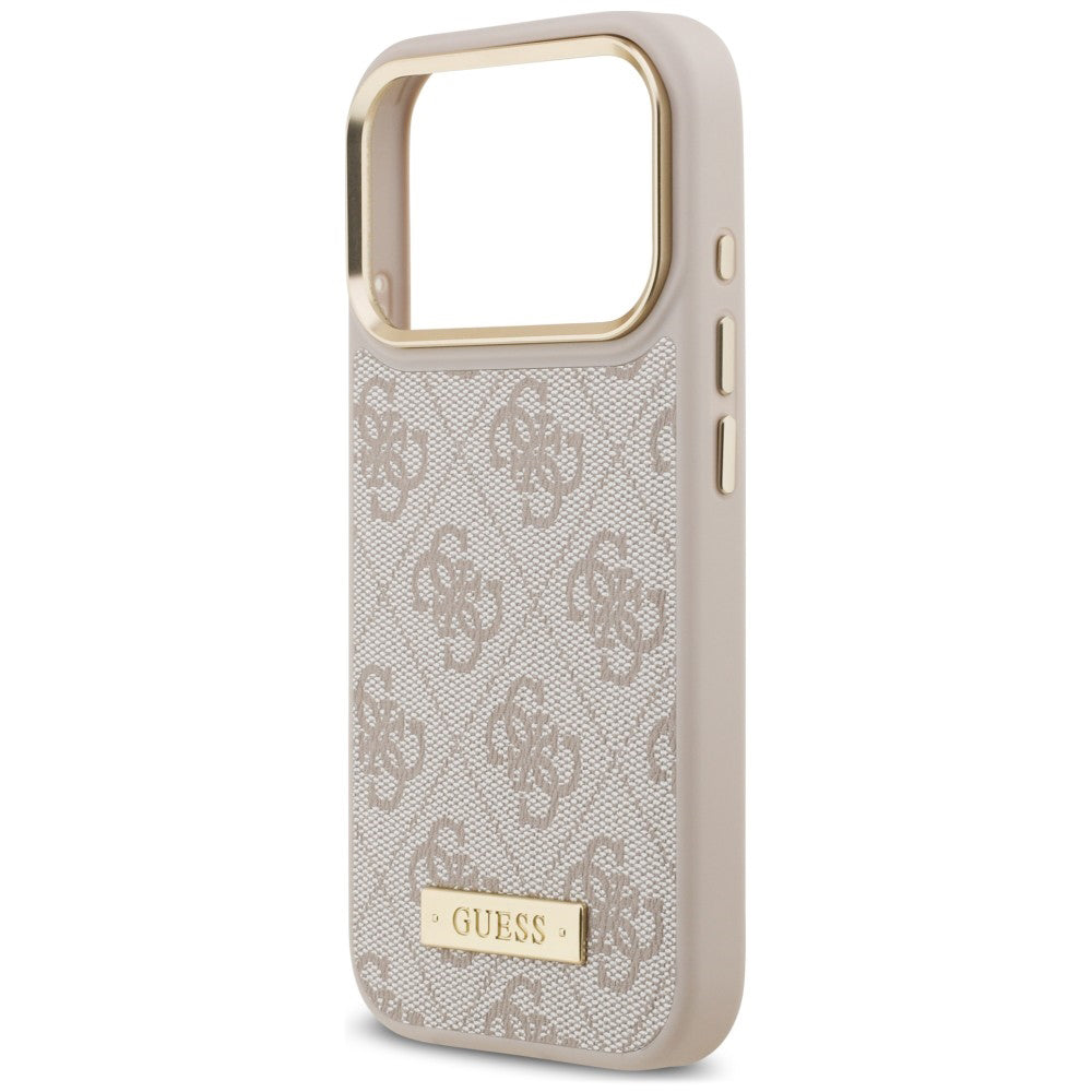 Husa de protectie Guess Hardcase 4G Logo Plate compatibil cu iPhone 18 Pro Max / iPhone 17 Pro Max, Roz
