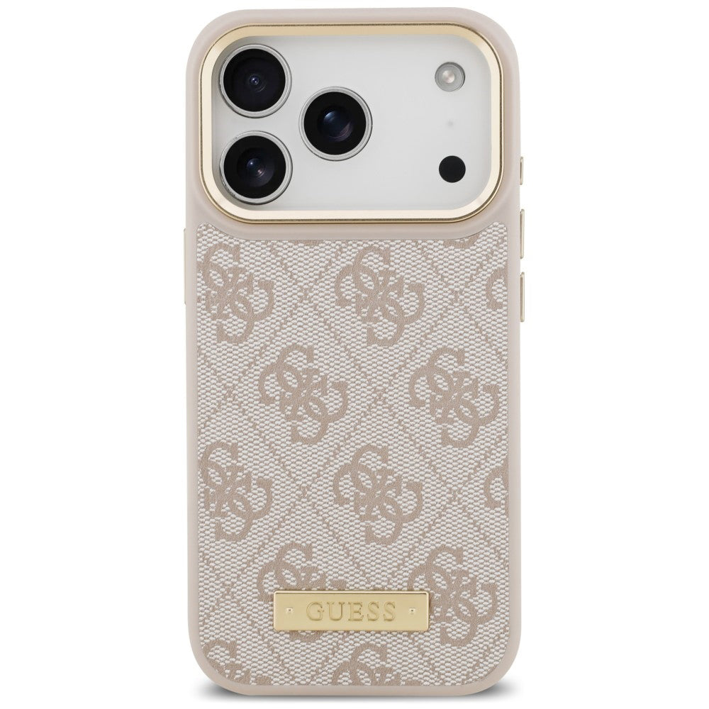 Husa de protectie Guess Hardcase 4G Logo Plate compatibil cu iPhone 18 Pro Max / iPhone 17 Pro Max, Roz