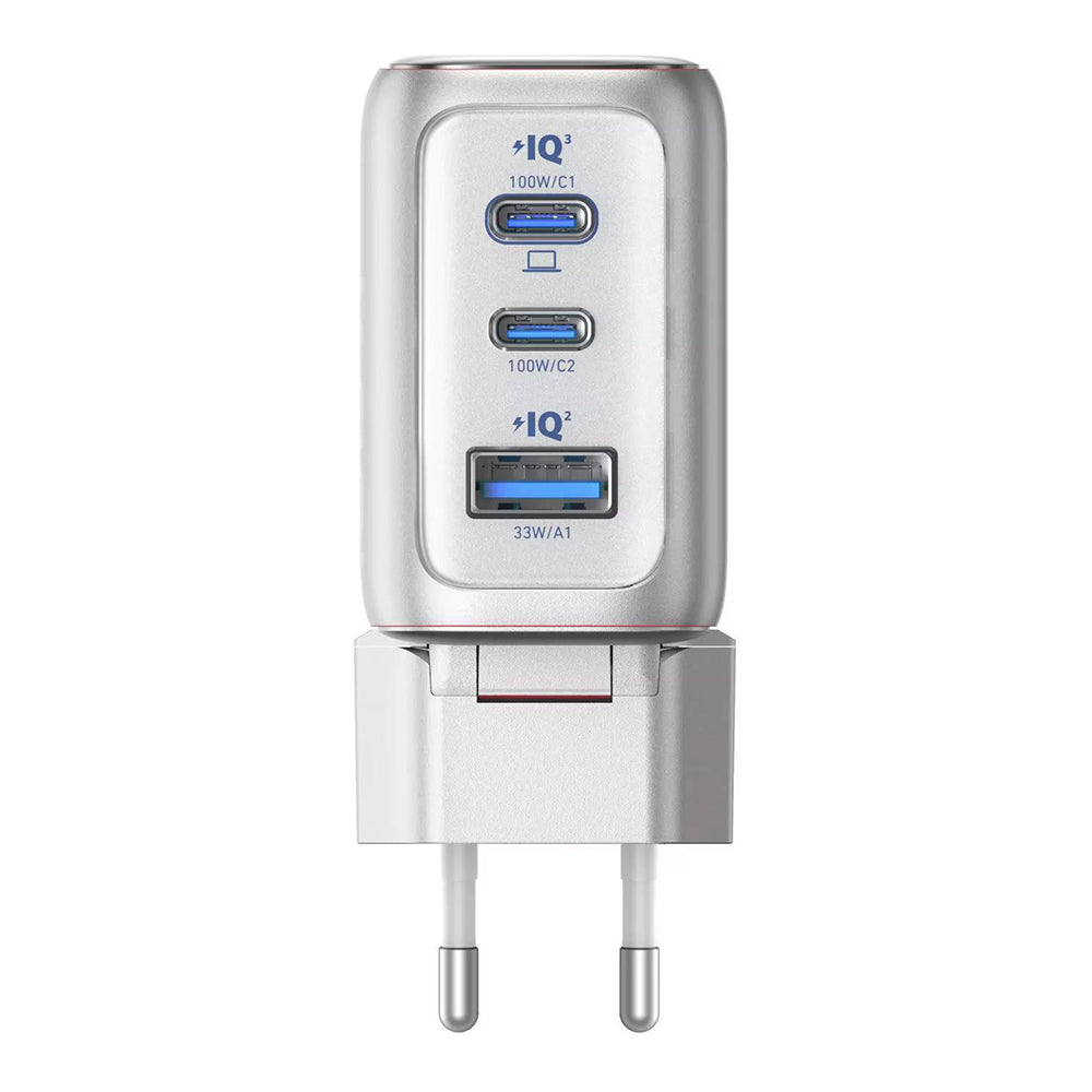 Incarcator Anker (B121BG41), 2x USB-C + USB, 100W, Fast Charge, Argintiu