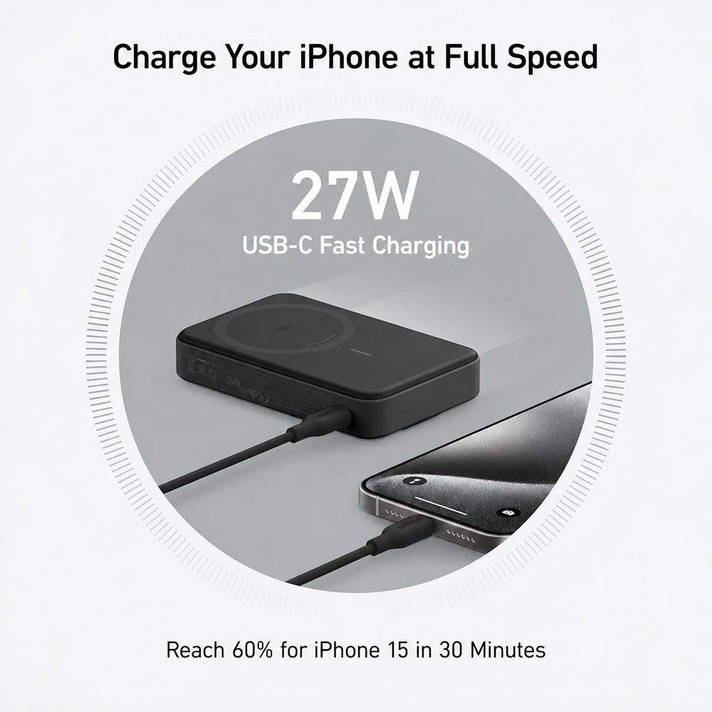 Baterie externa Anker MagGo (A1654G11), 10000mAh, 15W, Negru