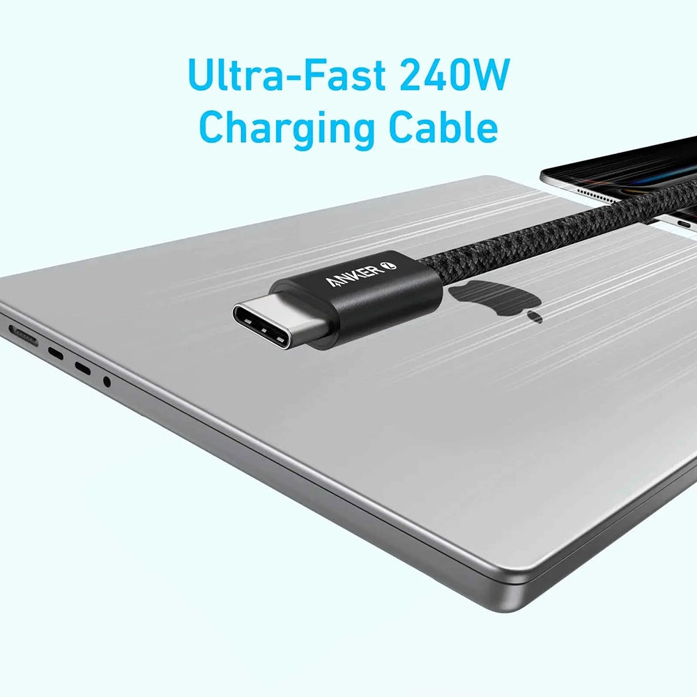 Cablu Anker Zolo (A8060H12), USB-C, 240W, 1.8m, Negru