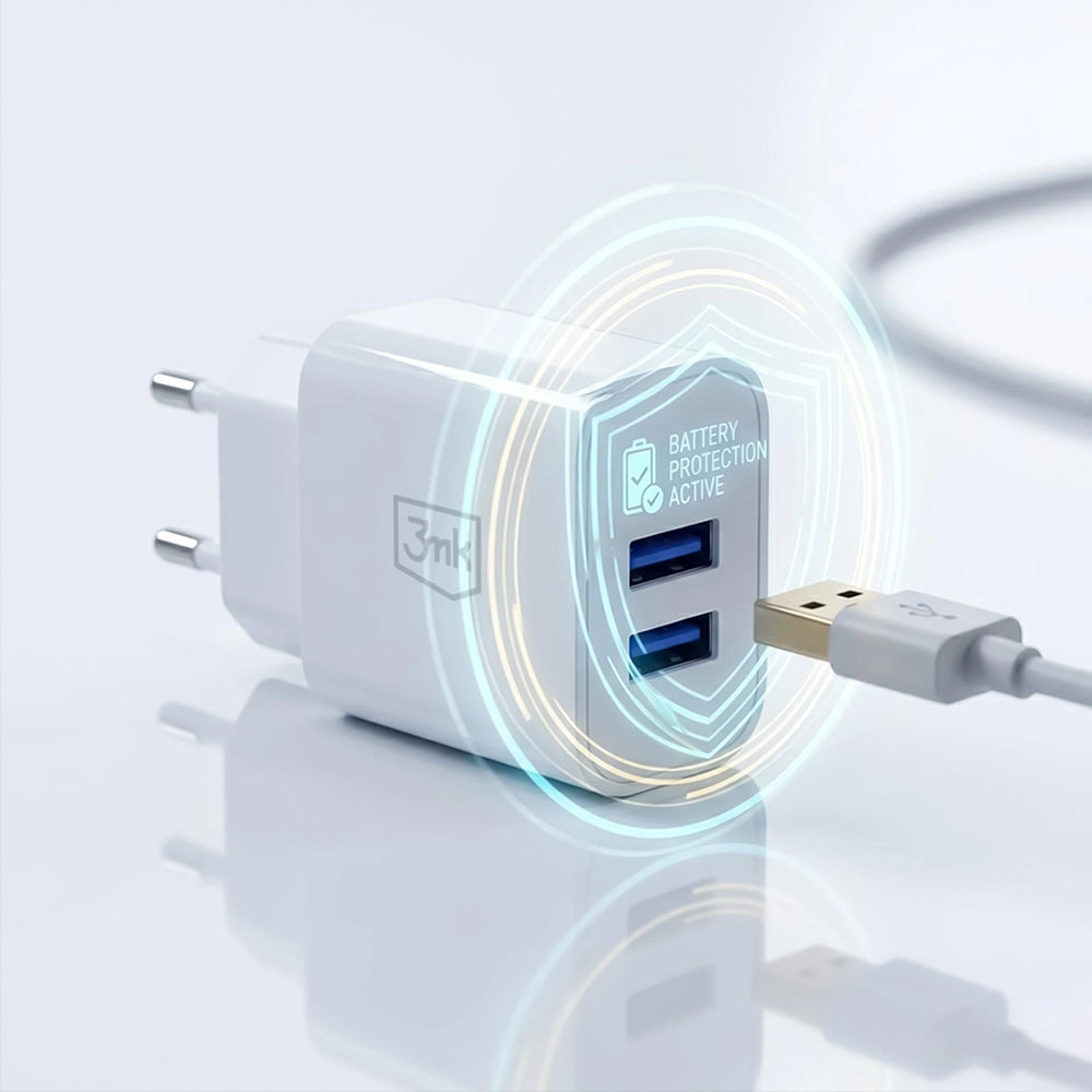 Încărcător de priză 3mk FlowPower alb, cu 2x USB