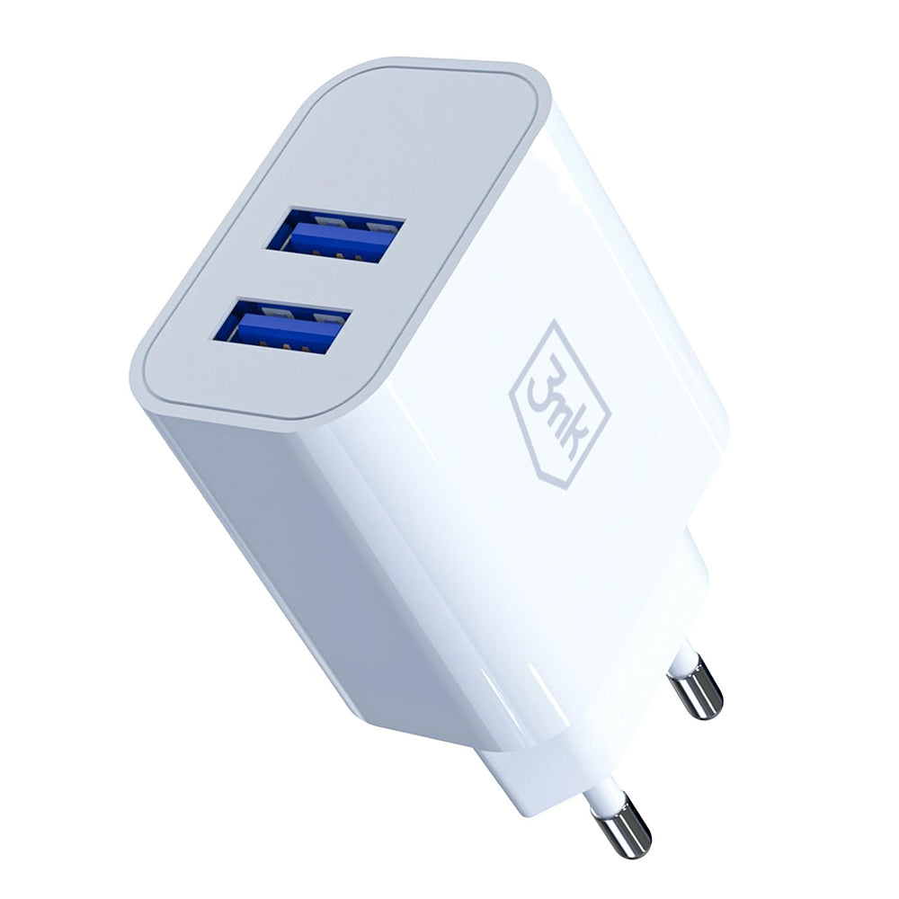 Încărcător de priză 3mk FlowPower alb, cu 2x USB