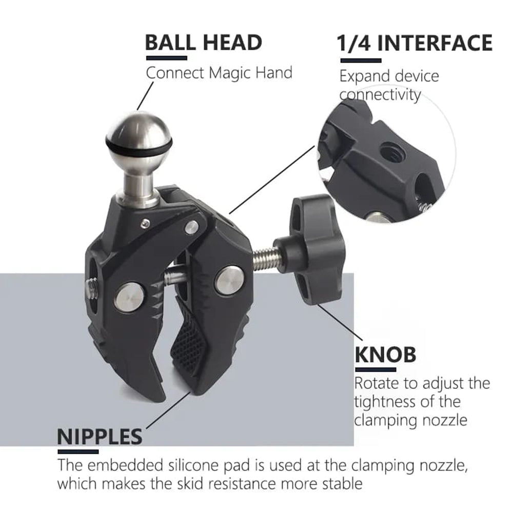 Suport Techsuit Bike Handlebar (JX-006), for GoPro, 1/4 Screw, Multifunctional, Negru