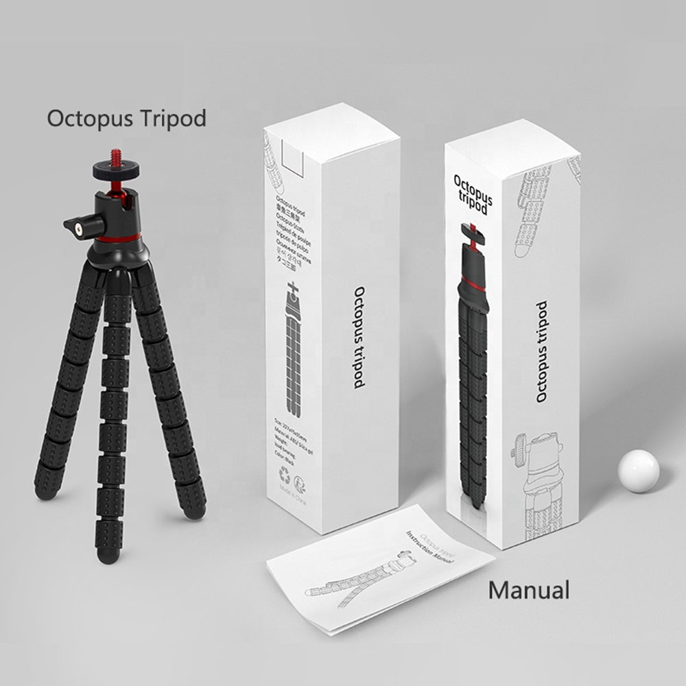Suport Techsuit Octopus Tripod (JX-004), for Phone and GoPro Action Camera, Portable, Flexible, Negru