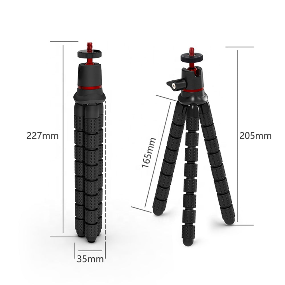 Suport Techsuit Octopus Tripod (JX-004), for Phone and GoPro Action Camera, Portable, Flexible, Negru