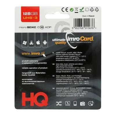 Card de memorie microSD IMRO 32GB / 64GB / 128GB 100MB/s clasa 10 UHS 3 cu adaptor SD
