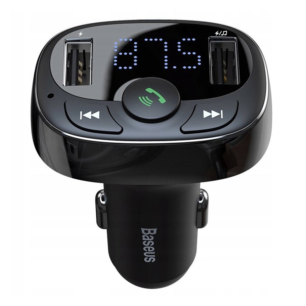 Gadget Baseus FM Modulator and Car Charger S-09A (CCMT000001), T Typed, 2xUSB-A with LED Display, Negru