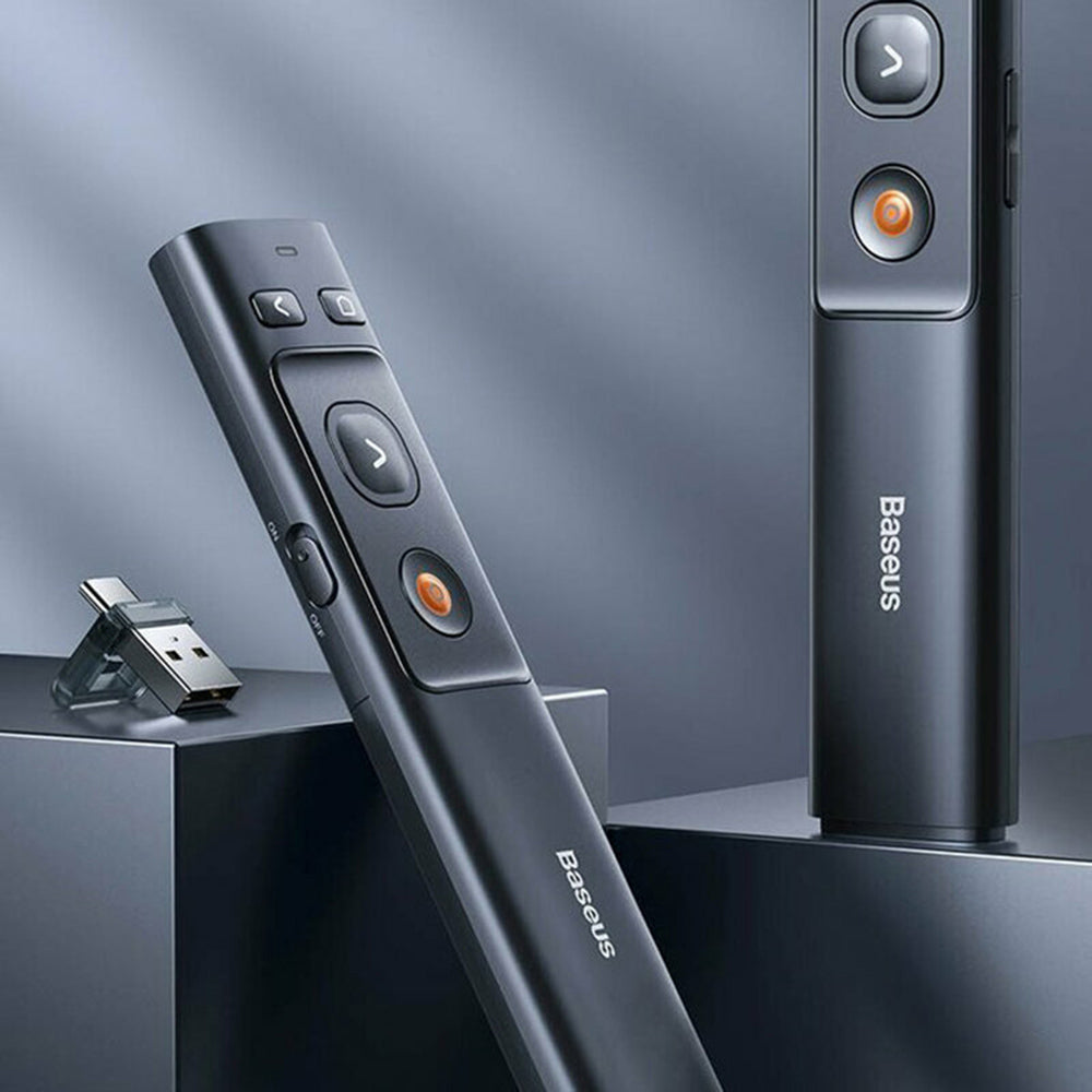 Gadget Baseus Wireless Laser Pointer (ACFYB-0G), with Remote Control Infrared System, for Windows/Mac, Magnet Design, Gri