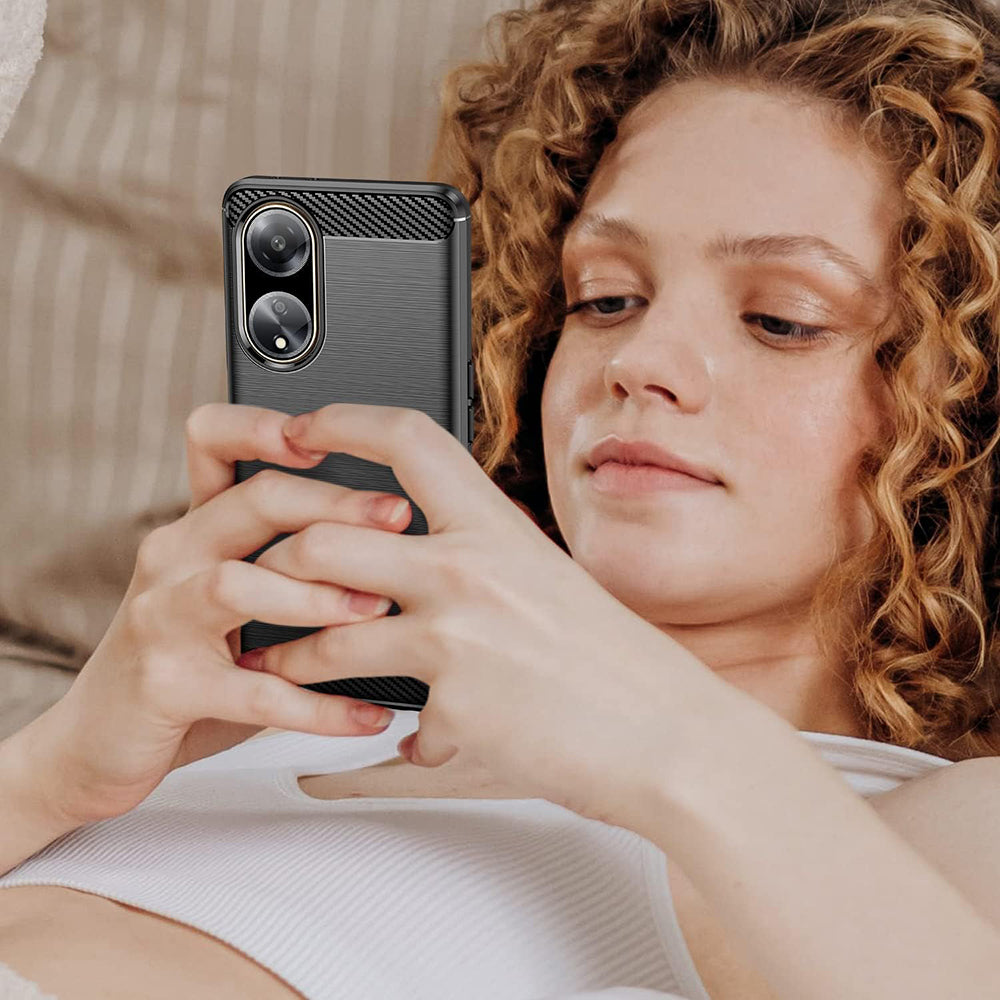 Husa de protectie Techsuit Carbon Silicone compatibil cu Oppo A98 5G, Negru