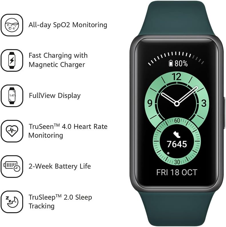 Bratara fitness HUAWEI Band 6, Android/iOS, silicon, Forrest Green