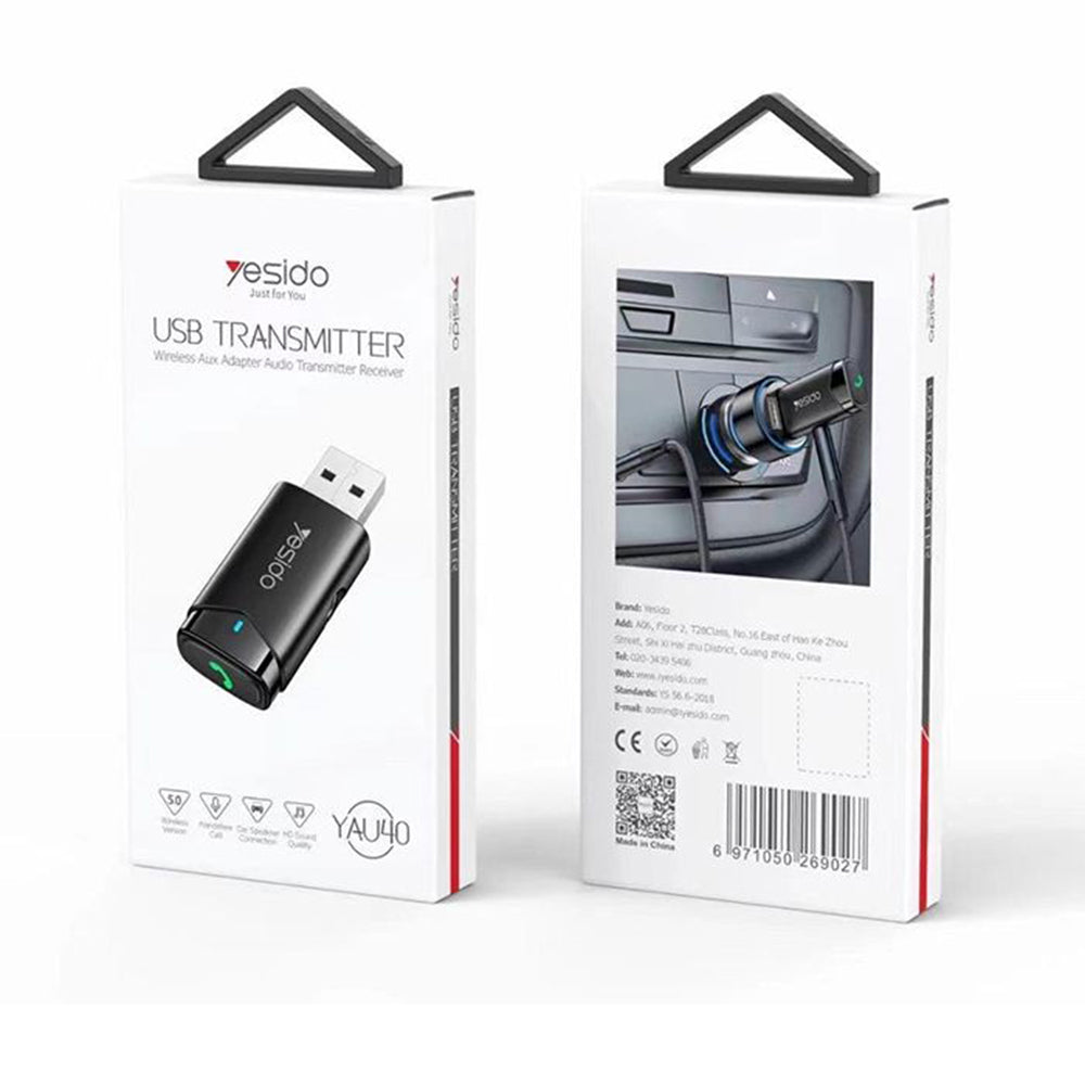 Adaptor Yesido Wireless Aux Car Receiver (YAU40), Handsfree Call, HD Sound Quality, Negru