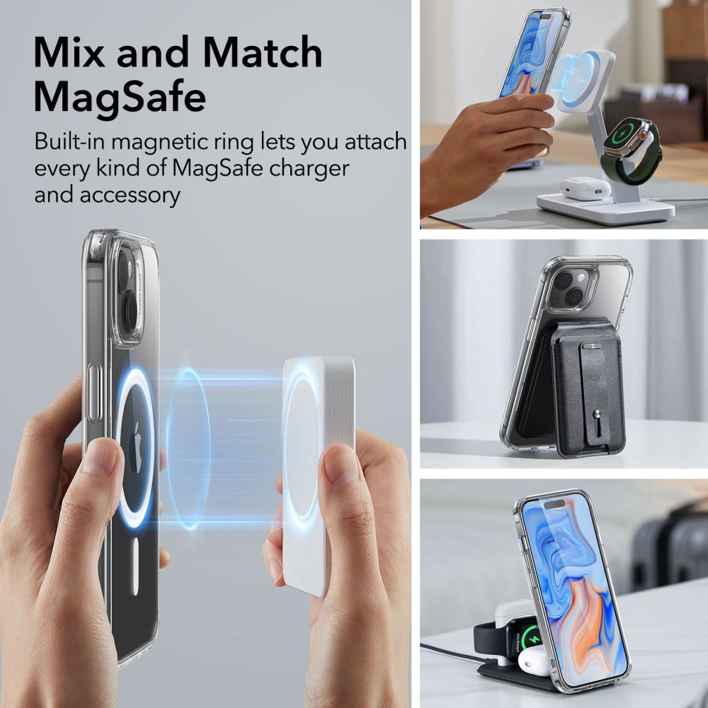 Husa de protectie ESR Classic Hybrid HaloLock compatibil cu iPhone 15 Plus, Transparent
