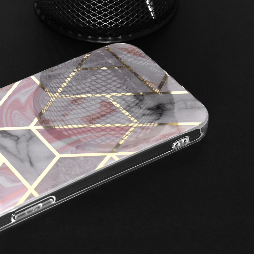 Husa de protectie Techsuit Marble Series compatibil cu iPhone 15 Pro, Roz Hex