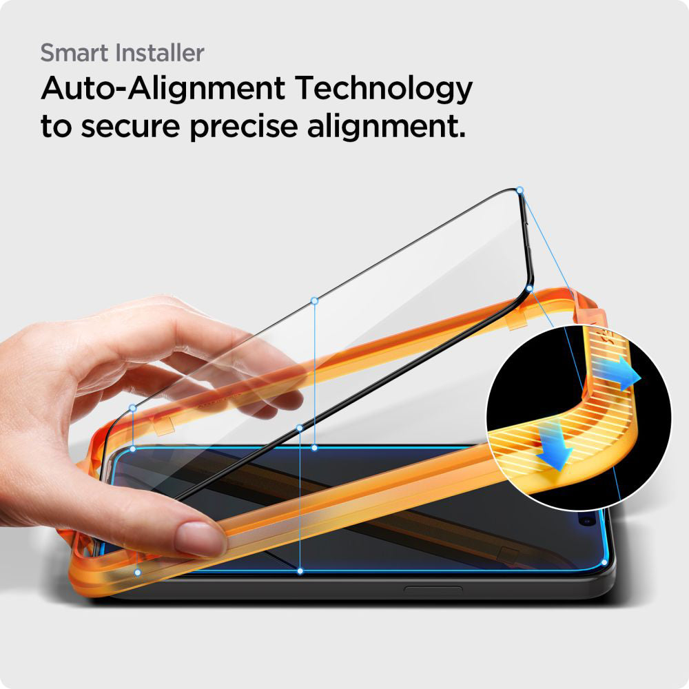 Folie de protectie Spigen (set de 2) Glas.tR Align Master (AGL06906) compatibil cu iPhone 15, Negru