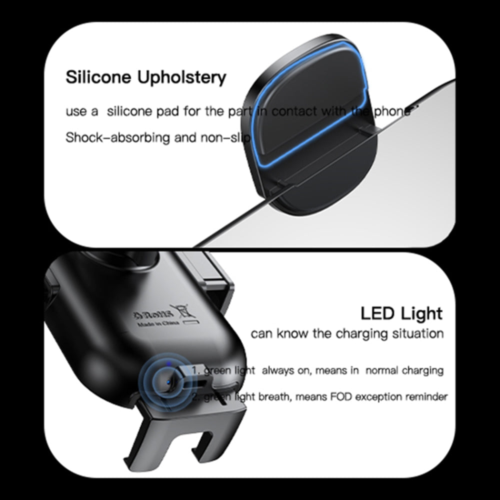 Suport Yesido with Wireless Charging (C197), for Windshield and Dashboard, 15W, Negru