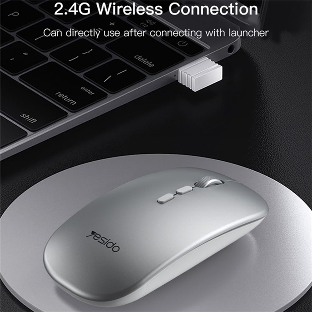 Mouse Yesido (KB15), 800/1200/1600DPI, 2.4G, Argintiu