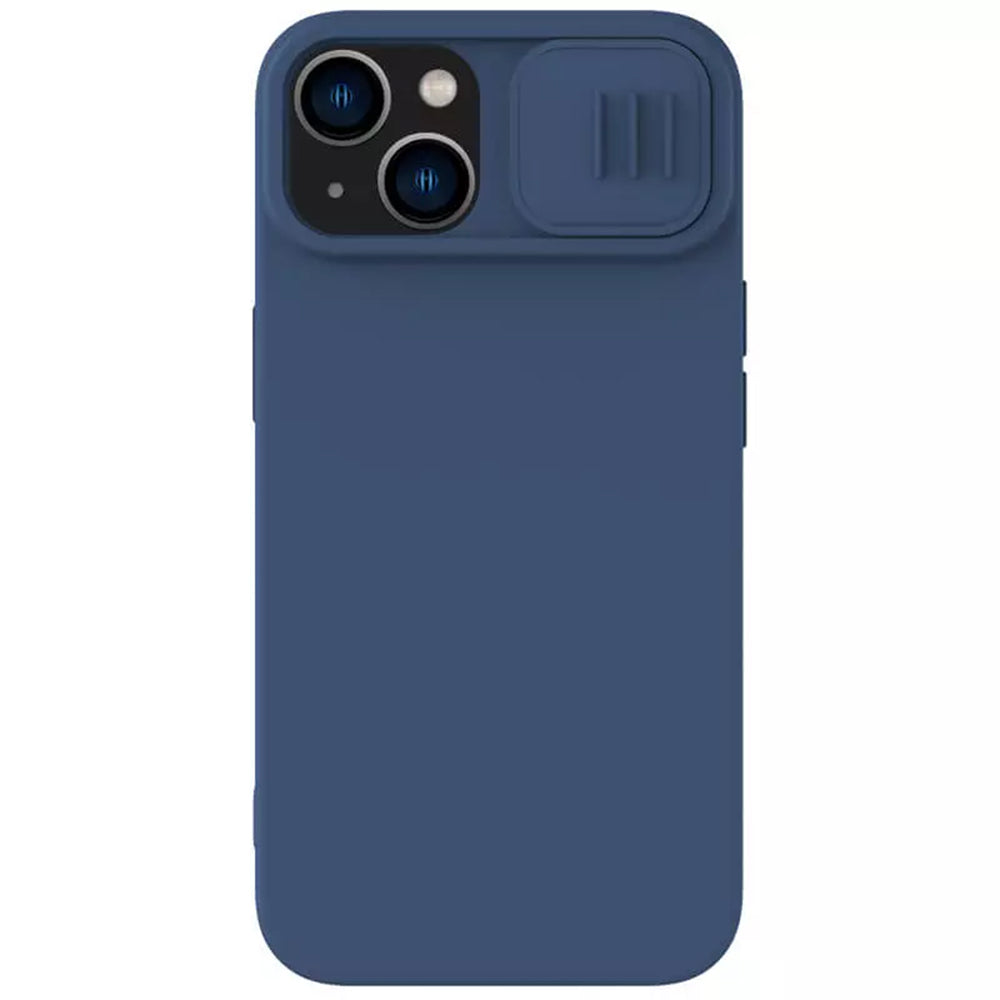Husa de protectie Nillkin CamShield Silky MagSafe Silicone compatibil cu iPhone 15 Plus, Albastru Inchis