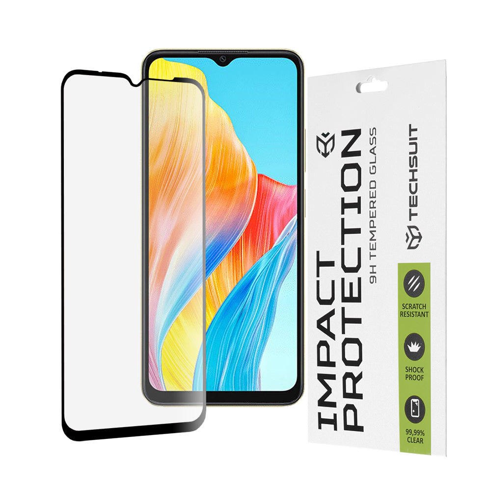 Folie de protectie Techsuit 111D Full Cover / Full Glue Glass compatibil cu Oppo A38 / A18, Negru