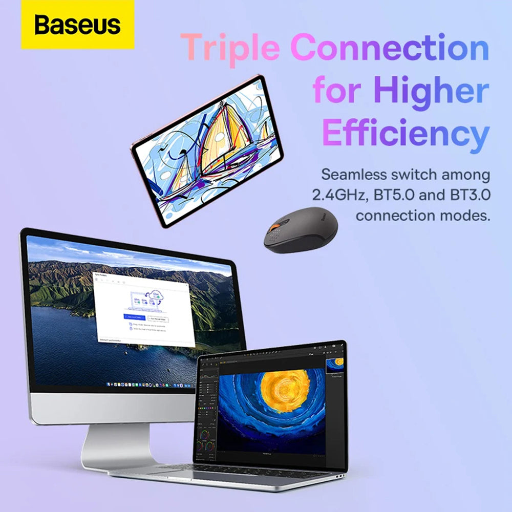 Mouse Baseus F01B (B01055503513-00), Bluetooth 5.0, 2.4G, 1600 DPI, Mov