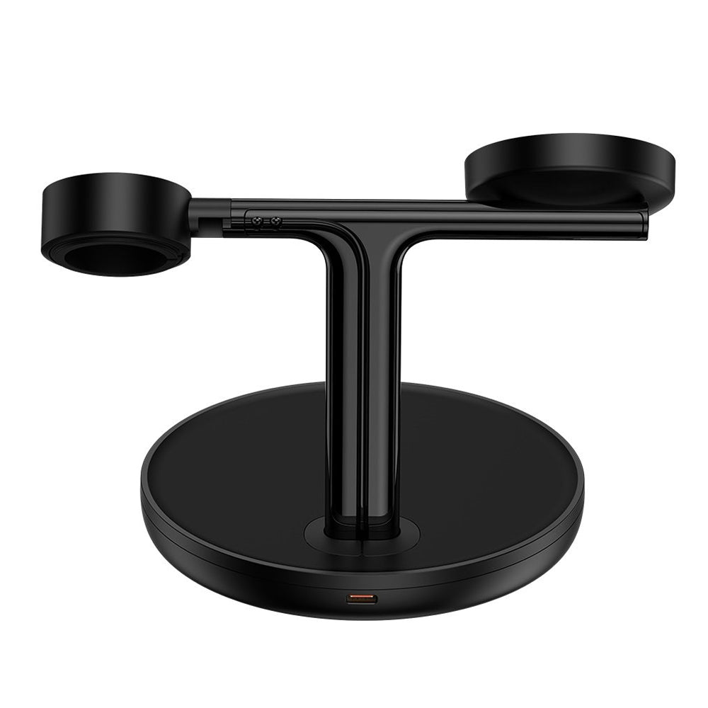 Incarcator Baseus Wireless Charging Station Swan (WXTE000101), MagSafe, for iPhone, iWatch, AirPods, with Cable Type-C, 1m, Negru