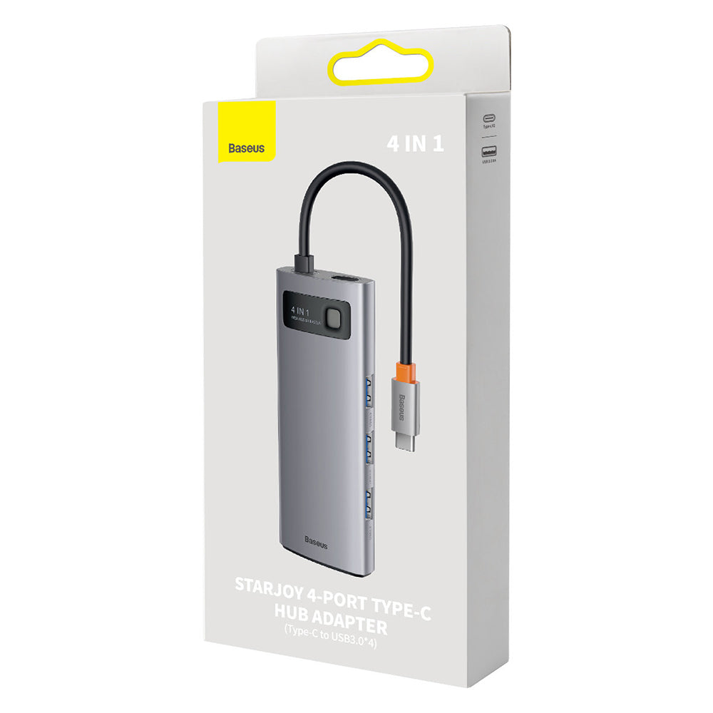 Hub/Dock Baseus Docking Station Metal Gleam Series (WKWG070013), 4in1 Multifunctional Hub, Type-C to 4 x USB 3.0, Type-C, Gri